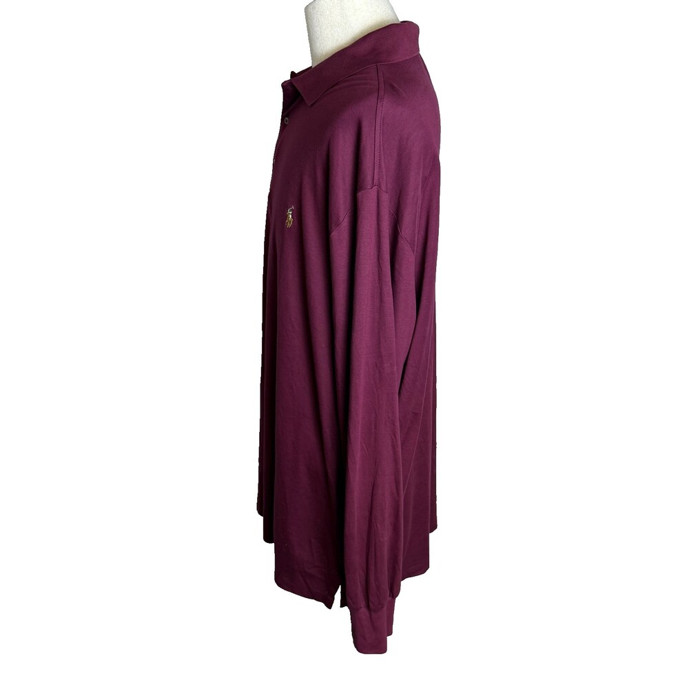 Polo Ralph Lauren Long Sleeve Polo, Sz 2XLT Tall, Burgundy/Maroon, Colored Pony - Picture 6 of 15